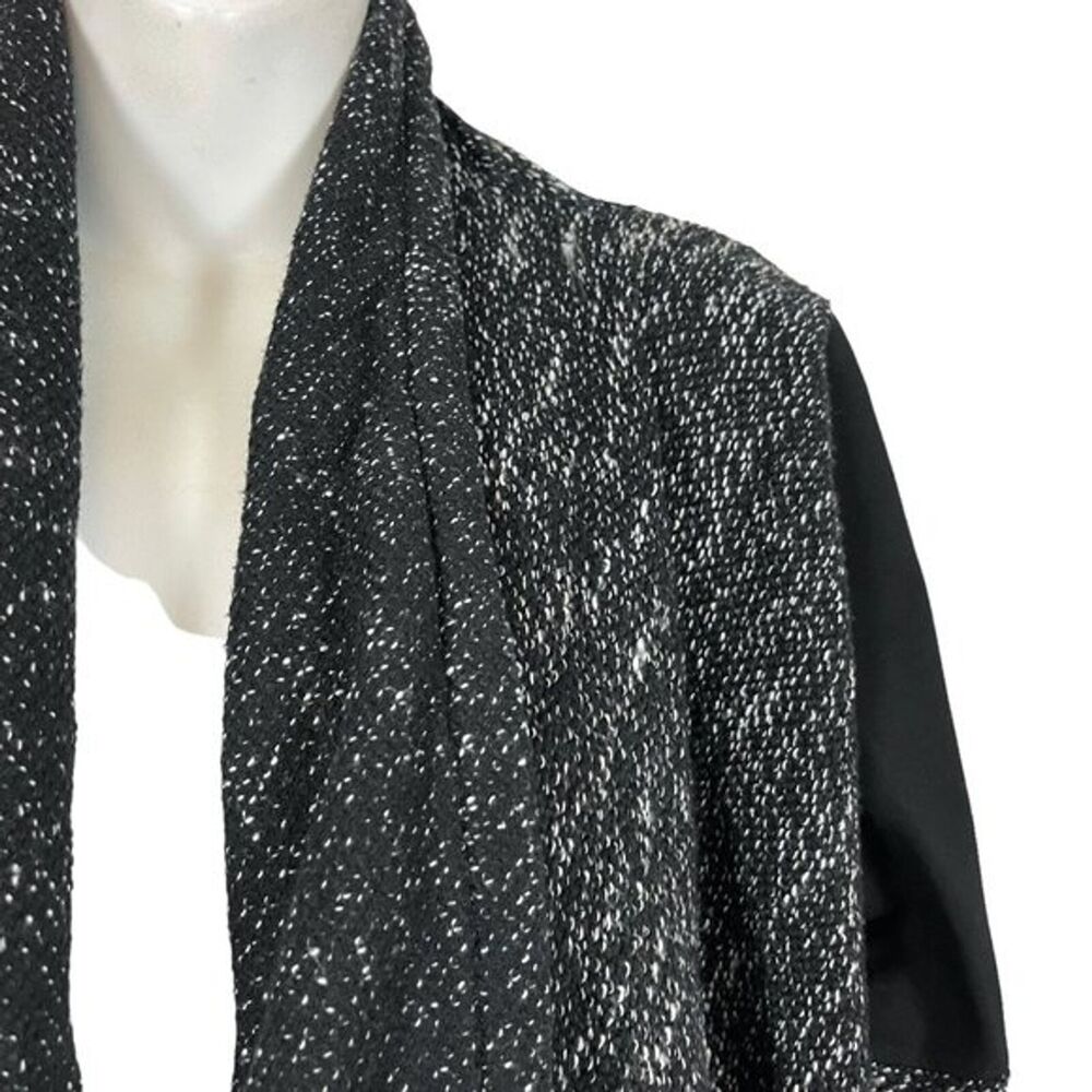 BNCI Women's Black & White size Large Open Cardigan Sweater Asymmetrical Jacket - Picture 2 of 16
